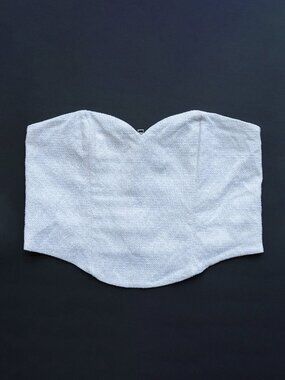 Express White Corset Bustier White Bridal Bodice Coquette Victorian Vamp Zip Up